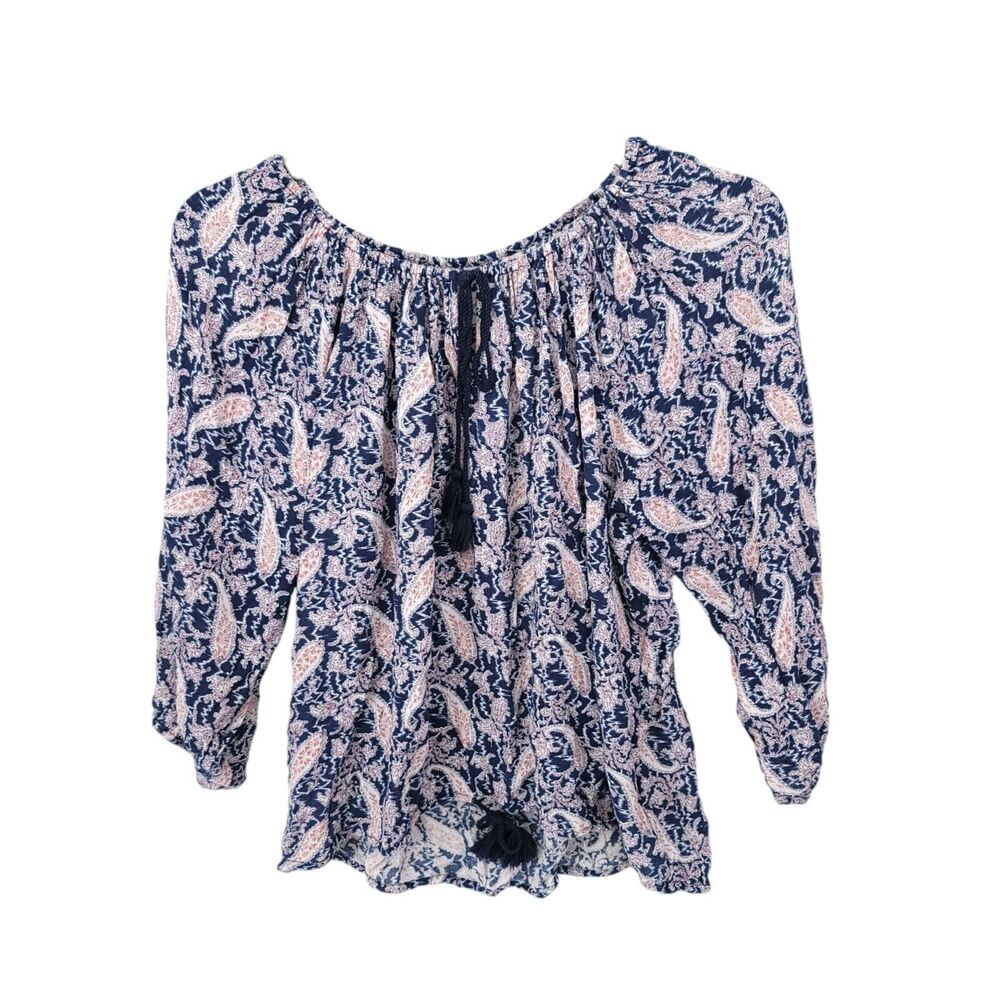 Denim & Supply Ralph Lauren Blouse Womens Large 3/4 Sleeve Top Paisley Boho